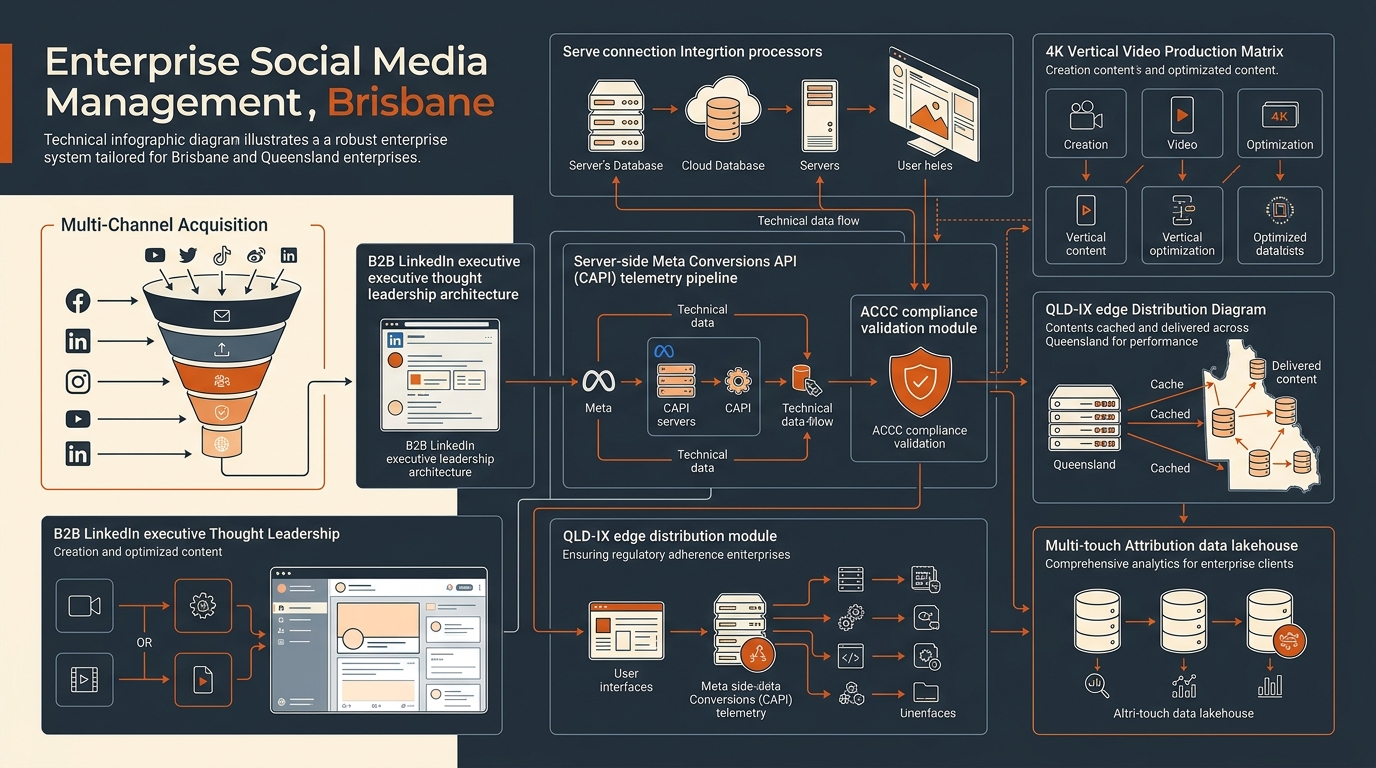 Social Media Management in Brisbane Technical Architecture Infographic