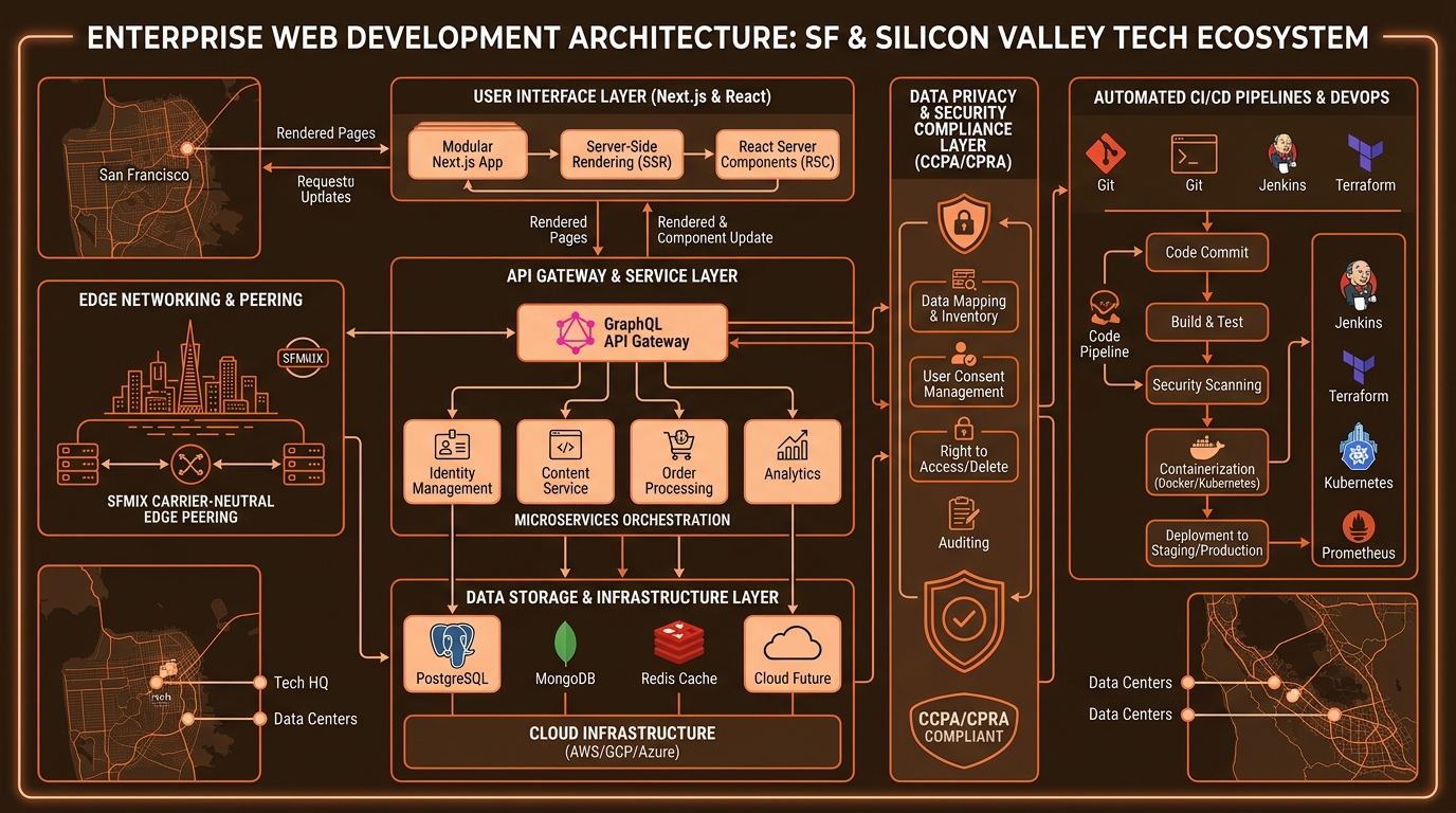 Web Development in San Francisco Technical Architecture Infographic